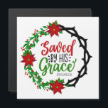 Saved by His Grace<br><div class="desc">Saved by His Grace Christmas Wreath Card. With a strong message of hope and love, our cards are perfect for any Christmas or gospel-themed event! This Saved By His Grace in the traditional colours of Christmas (red and green), and our invitations reflect that! With a beautiful and festive design, our...</div>