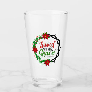 Saved by His Grace Christmas Wreath Glass
