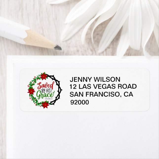 Saved by His Grace Return Address Label (Insitu)