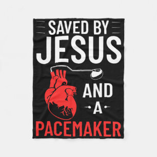 Saved By Jesus And A Pacemaker Heart Disease Aware Fleece Blanket