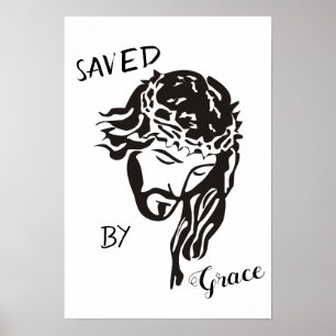Saved by the Grace of God Jesus SVG Poster