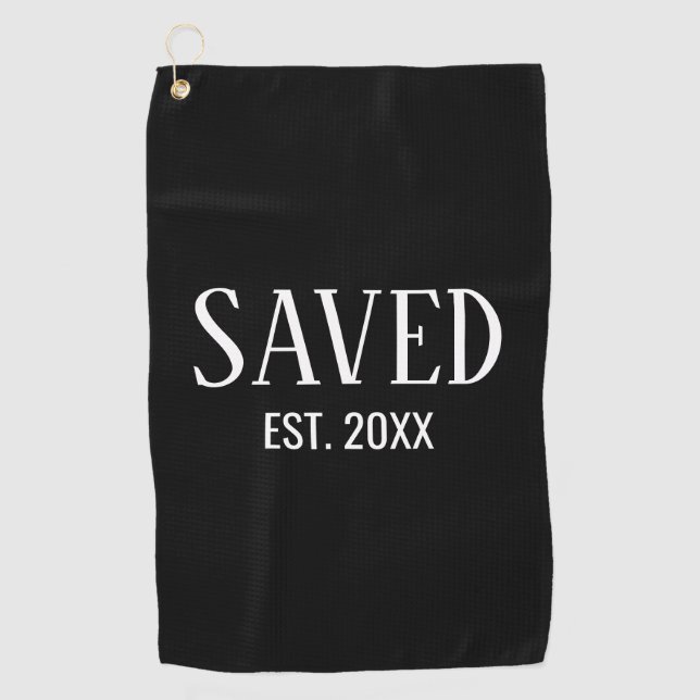 Saved Est Established White Caps Christian Golf Towel (Front)