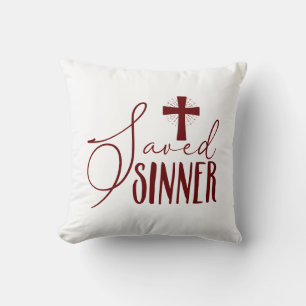 Saved Sinner Cross Cushion