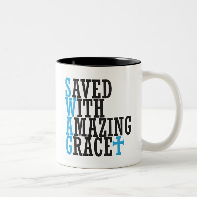 Saved With Amazing Grace SWAG Chrisitan Mug Cross (Right)