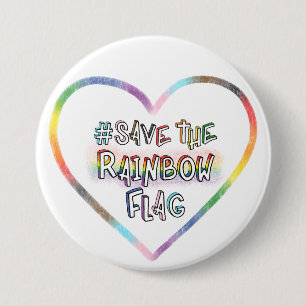 #SaveTheRainbowFlag hand lettering LGBTQ+ Rights 7.5 Cm Round Badge