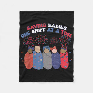 Saving Babies One Shift At A Time Independence Day Fleece Blanket