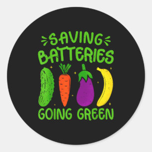 Saving Batteries Going Green Funny Inappropriate H Classic Round Sticker