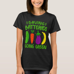 Saving Batteries Going Green Funny Inappropriate H T-Shirt