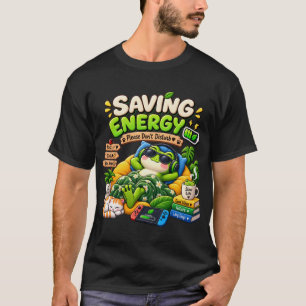 Saving Energy Frog Funny Lazy Frog Cosy Low Energ T-Shirt