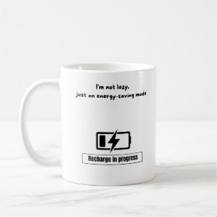 Saving Energy Mode Cat Design - Cosy & Relatable A Coffee Mug