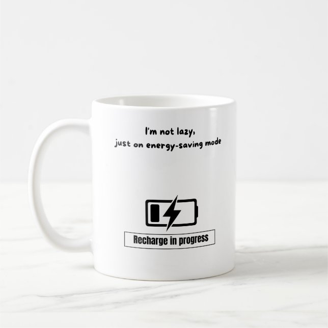 Saving Energy Mode Cat Design - Cosy & Relatable A Coffee Mug (Left)