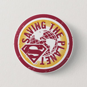 Saving the planet red circle 6 cm round badge