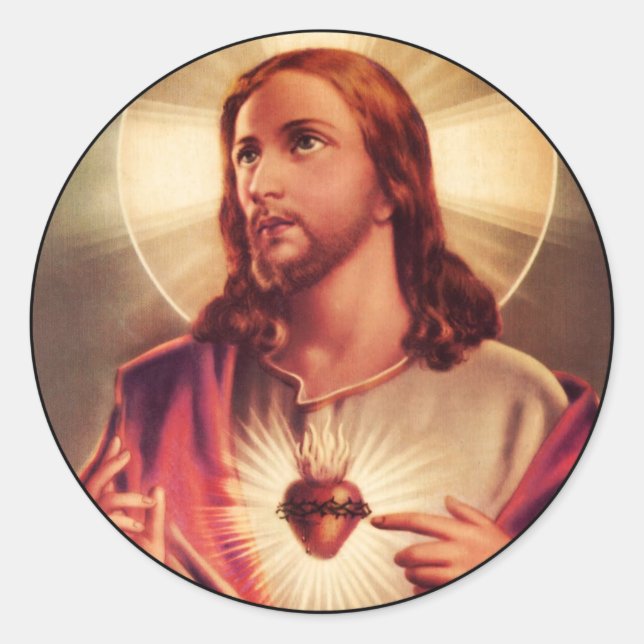 Saviour Eyes Raised Towards Heaven Classic Round Sticker (Front)