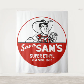 Sav'n Sam's Super Ethyl Gasoline vintage sign Tapestry