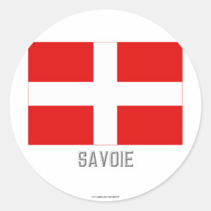 Savoie flag with name classic round sticker