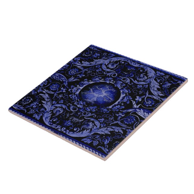 Savonnerie Carpet 1 (Blue) Ceramic Tile (Side)