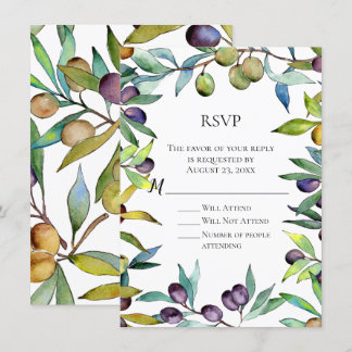 Savory Olives Tuscan Watercolor RSVP Reply Invitation