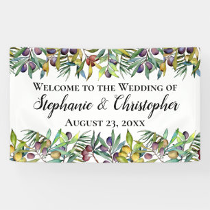 Savory Olives Tuscan Watercolor Wedding Welcome Banner