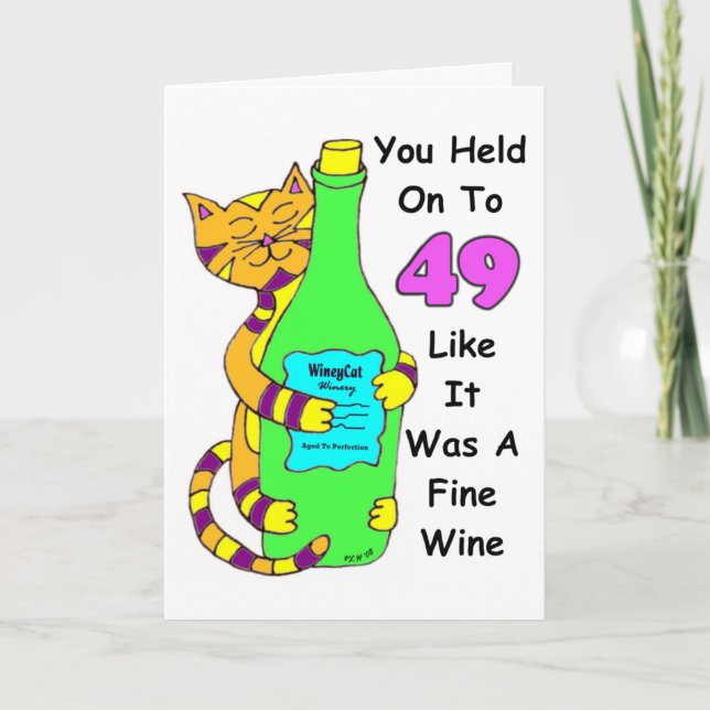 Savour 50 Winey Cat Birthday Card (Front)