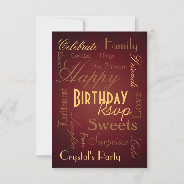 Savvy Type Red Birthday Rsvp  Invitation (Front)