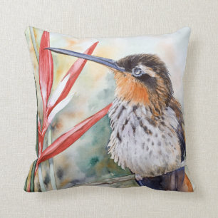 Saw-billed Hermit Hummingbird Fine Art Pillow