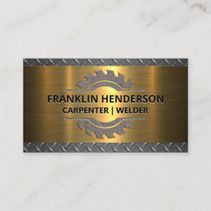 Saw Blade   Diamond Plated Steel   Gold Metallic  Business Card