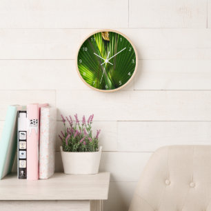 Saw Palmetto and Leaf Wall Clock