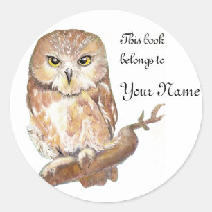 Saw Whet Owl Bookplate, Label