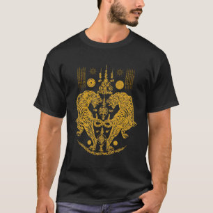 Sawadee Thai Traditional Sak Yant Thai Twin Tigers T-Shirt