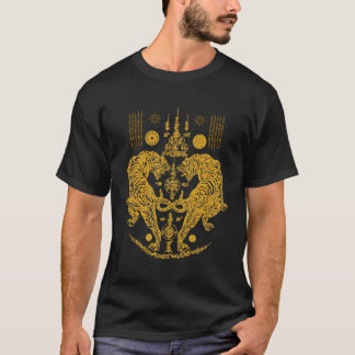 Sawadee Thai Traditional Sak Yant Thai Twin Tigers T-Shirt
