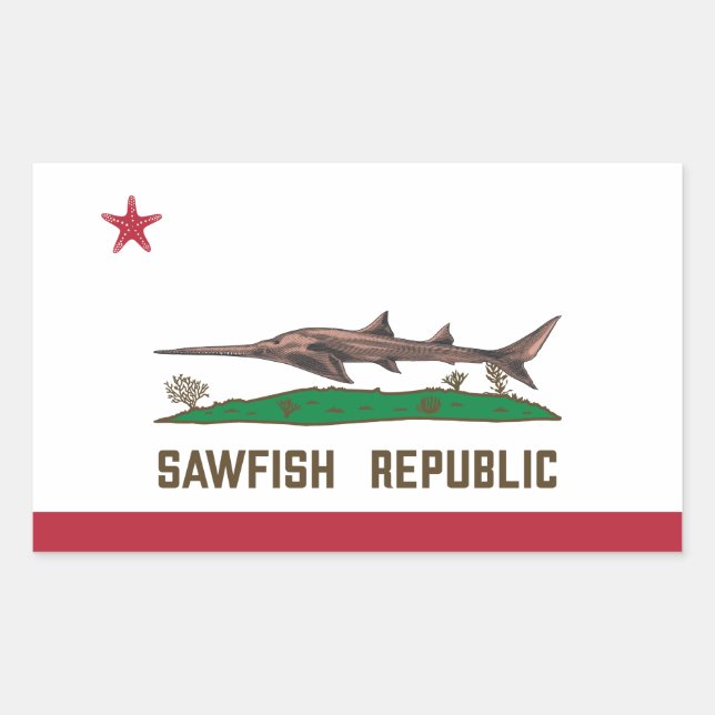 Sawfish Republic Ray Flag Carpenter Shark Rectangular Sticker (Front)