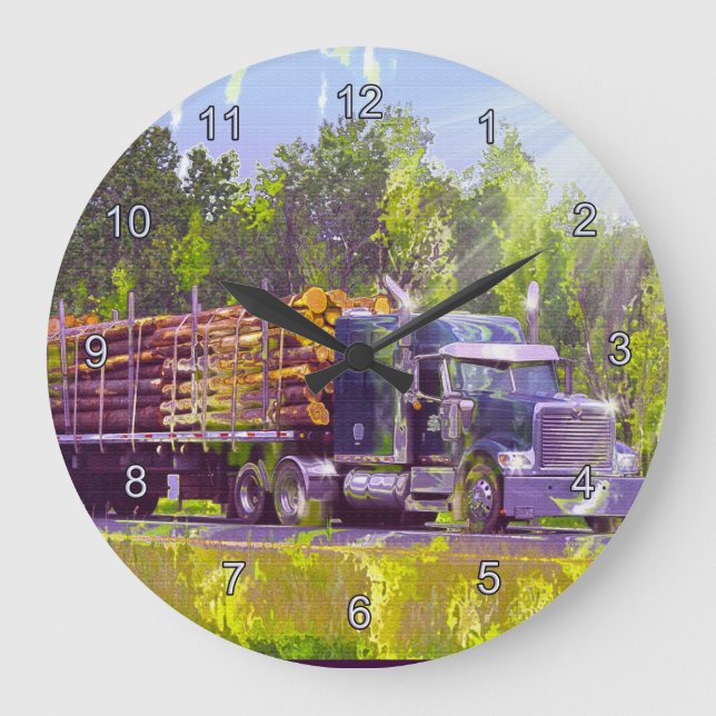 Sawmill Lumber Logging Truck Wall Clock (Front)