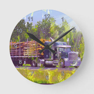 Sawmill Lumber Logging Truck Wall Clock