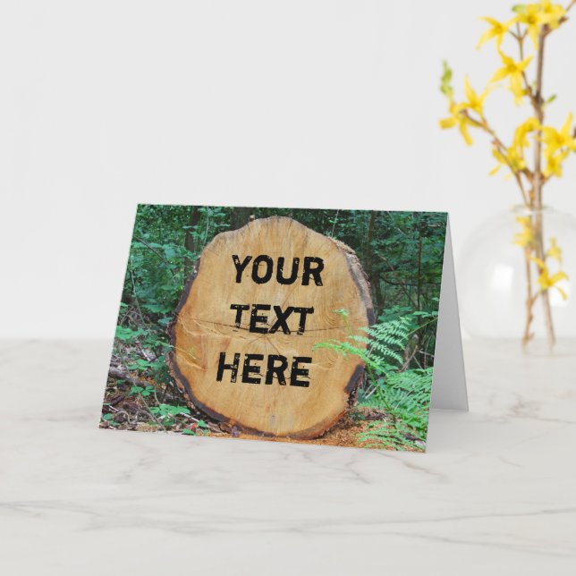 Sawn log in a forest customizable card (Yellow Flower)
