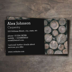 Sawn logs photo carpentry black business card