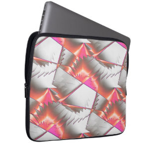 Saws or zig zag of peach to pink over gray white   laptop sleeve