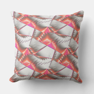 Saws or zig zag of peach to pink over grey white cushion