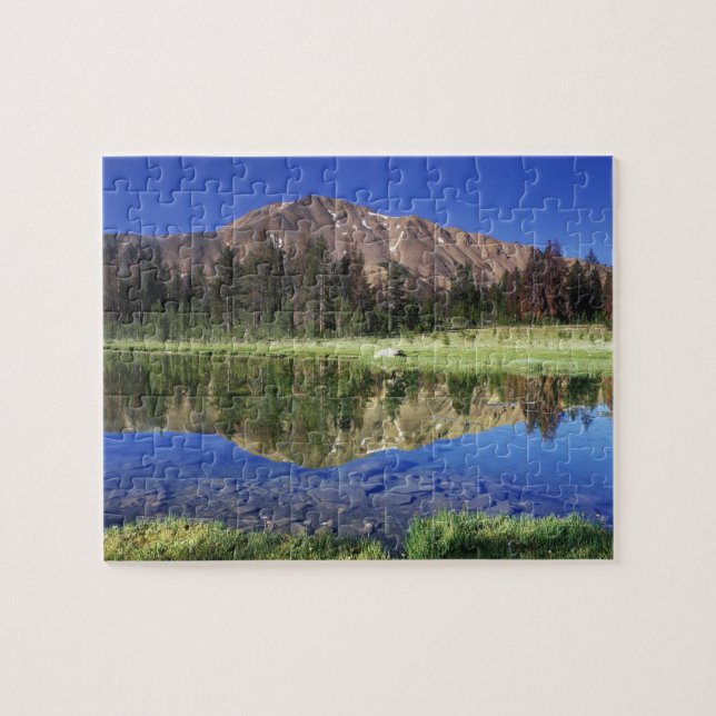 Sawtooth Mountains reflected in Fourth of July Jigsaw Puzzle (Horizontal)