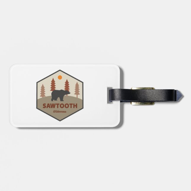 Sawtooth Wilderness Idaho Bear Luggage Tag (Back Horizontal)