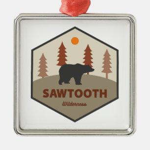 Sawtooth Wilderness Idaho Bear Metal Ornament