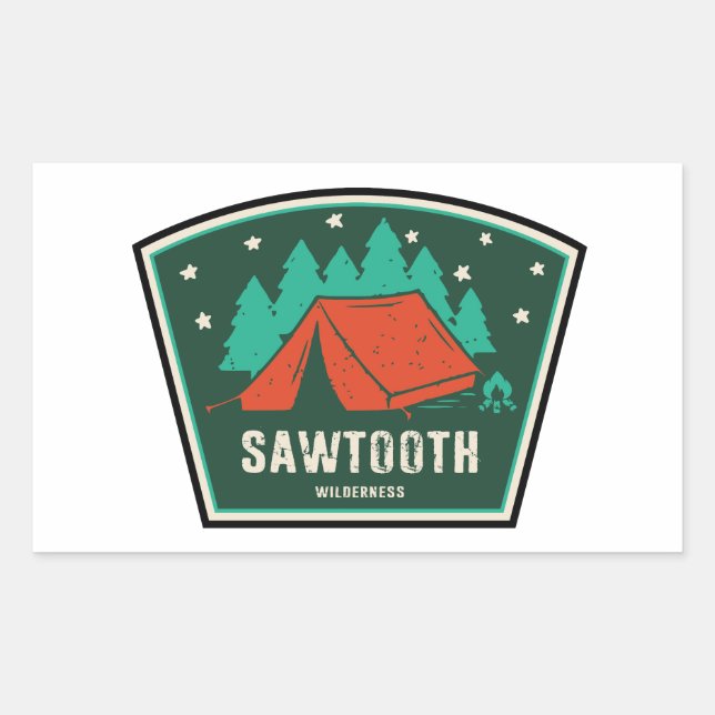Sawtooth Wilderness Idaho Camping Rectangular Sticker (Front)
