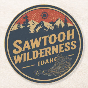Sawtooth Wilderness Idaho Mountain Hiking Alpine Round Paper Coaster