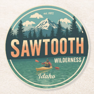 Sawtooth Wilderness Idaho Mountain Hiking Alpine Round Paper Coaster