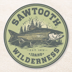 Sawtooth Wilderness Idaho Mountain Hiking Alpine Round Paper Coaster