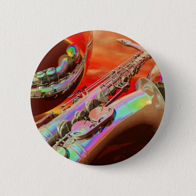 Saxaphone By Lenny 6 Cm Round Badge (Front)