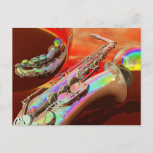 Saxaphone By Lenny Postcard