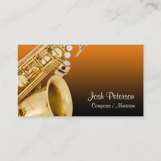 Saxaphone Orange Gradient Business Card (Front)