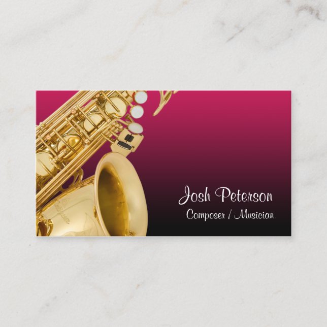 Saxaphone Red Gradient Business Card (Front)
