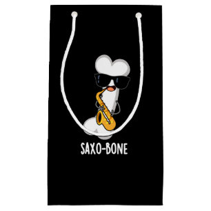 Saxo-bone Funny Bone Funny Music Pun  Dark BG Small Gift Bag