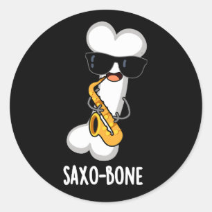 Saxo-bone Funny Bone Music Instrument Pun Dark BG Classic Round Sticker